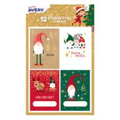 12 étiquettes cadeaux de Noël, lutins