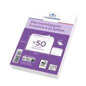 La Couronne - 50 Enveloppes précasées C6 114 x 162 mm - 80 gr - sans fenêtre - blanc -  bande auto-adhésive