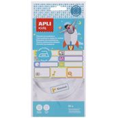 Apli Agipa - 35 Étiquettes thermocollantes pour vêtements - 46 x 10 mm / 31 x 19 mm / 31 x 11 mm