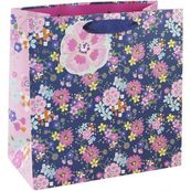 Clairefontaine Eurowrap - Sac cadeau - 18 cm x 8 cm x 18 cm - Navy floral
