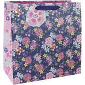 Clairefontaine Eurowrap - Sac cadeau - 33 cm x 16,5 cm x 33 cm - Navy floral