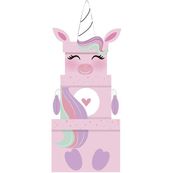 Clairefontaine Eurowrap - 3 Boîtes cadeau carrées - 15,5 x 12 cm - finition peluche licorne