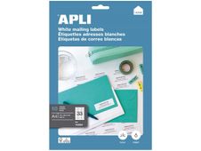 Apli Agipa - 330 Étiquettes adhésives blanches multi-usages - 70 x 25,4 mm - coins droits - réf 12924