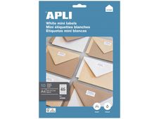 Apli Agipa - 650 Étiquettes adhésives blanches multi-usages - 38 x 21,2 mm - coins droits - réf 12926