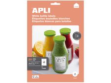 Apli Agipa - 80 Étiquettes blanches pour bouteilles - impression jet d'encre - 80 x 120 mm - réf 119486