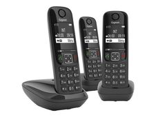 Gigaset AS690A Trio - téléphone sans fil + 2 combinés supplémentaires - avec répondeur - noir
