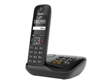 Gigaset AS690A Four - téléphone sans fil + 3 combinés supplémentaires - avec répondeur - noir