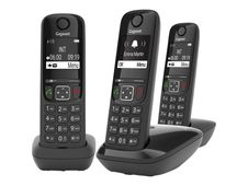 Gigaset AS690 Trio - téléphone sans fil + 2 combinés supplémentaires - noir