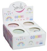 Gomme ronde SMILE "Rainbow"  4 design assortis ∅ 3,5 cm