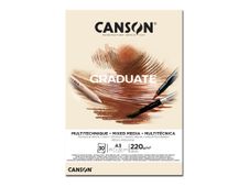 Canson Graduate Mix Media - Bloc dessin - 30 feuilles - A3 - 220 gr - naturel