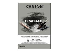 Canson Graduate Mix Media - Bloc dessin - 30 feuilles - A4 - 220 gr - gris