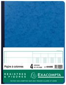 Exacompta - Piqûre comptable - 4 colonnes par page - 32 x 25 cm - 80 pages - bleu