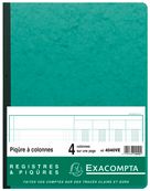 Exacompta - Piqûre comptable - 4 colonnes par page - 32 x 25 cm - 80 pages - vert