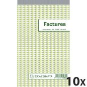 Exacompta - 10 Manifolds Carnets de factures collés en tête - 50 dupli - 22 x 13,5 cm