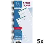 Exacompta - 5 Carnets spiralés "A faire ce jour" - 29,7 x 14 cm