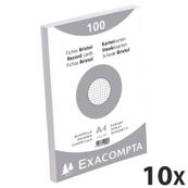 Exacompta - 10 Packs de 100 Fiches Bristol - A4 - petits carreaux - non perforées - blanc
