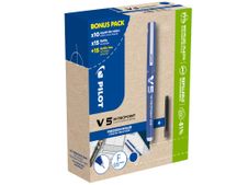 Pilot Hi-Tecpoint V5 - 10 Rollers bleu + 10 packs de recharges