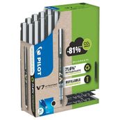 Pilot Hi-Tecpoint V7 - 10 Rollers noir + 10 packs de recharges