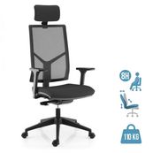 Fauteuil de bureau NOVA - accoudoirs réglables - appui-tête réglable - noir