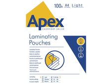 Fellowes Apex - 100 pochettes de plastifications A4 (216 x 303 mm) - 80 microns 