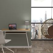 EasyHome - Bureau télétravail LV1 100 cm - avec tablette - noyer - pieds blancs