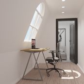 EasyHome - Bureau télétravail LV9 110 cm - noyer - pieds gris métallisé