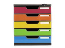 Exacompta Modulo Iderama - Module de classement 5 tiroirs - A4+ - noir/arlequin