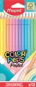 Maped Color'Peps Pastel - 12 Crayons de couleur - couleurs pastels assorties
