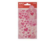 APLI kids - Stickers adhésifs - 56 pièces - cœurs roses et paillettes