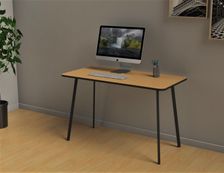 Bureau home office HOPM - 114 x 60 cm - pied noir et plateau hêtre