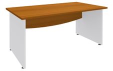Bureau droit DUAL - L140 - Pieds blanc - plateau imitation Merisier