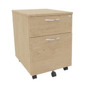 Caisson mobile IDRA/DUAL - L43 x H56 x P60 cm - 2 Tiroirs dont 1 dossier suspendu - Imitation Chêne clair