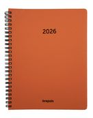 Agenda à spirale Calvi Timing Recyclé - 1 semaine sur 2 pages - 17 x 22 cm - marron - Brepols