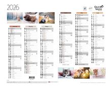 Quo Vadis - Calendrier Fantaisie 6 mois par face - 43 x 33,5 cm - animaux