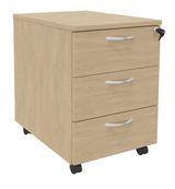 Caisson mobile IDRA/DUAL - L43 x H56 x P60 cm - 3 Tiroirs - Imitation Chêne clair