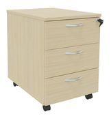 Caisson mobile IDRA/DUAL - L43 x H56 x P60 cm - 3 Tiroirs - Imitation Erable