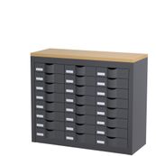 Meuble de rangement - 3 colonnes et 24 tiroirs - H75 x L87 x P33,5 cm - anthracite