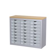 Meuble de rangement - 3 colonnes et 24 tiroirs - H75 x L87 x P33,5 cm - argent