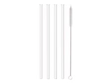Little Balance - 4 Pailles verre transparent - 26 cm - avec goupillon de nettoyage