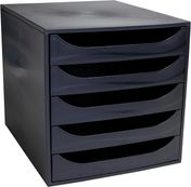 Exacompta Ecobox - Module de classement 5 tiroirs - noir
