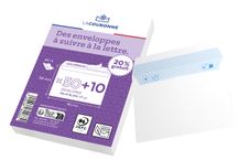 La Couronne - 60 Enveloppes (dont 20% gratuit) - C6 114 x 162mm - 80 gr - sans fenêtre - blanc - bande auto-adhésive