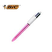 BIC 4 Couleurs Shine - Stylo à bille 4 couleurs - corps rose