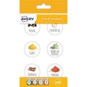 Avery - 48 Étiquettes épices imprimées - rondes 35 mm