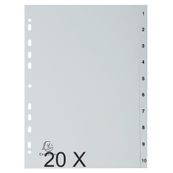 Exacompta - Pack de 20 intercalaires 10 positions numériques - A4 - gris
