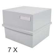 Exacompta - 6 Boîtes à fiches avec 1 intercalaire - A5 - pour 600 cartes - gris lumière