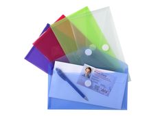 Exacompta - 5 Pochettes perforées à scratch - 25 x 13,5 cm - couleurs assorties translucides