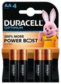 DURACELL Optimium - 4 piles alcalines - AA LR06