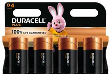 DURACELL 100% Plus - 4 piles alcalines - D LR20
