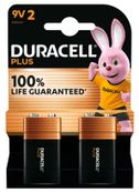 DURACELL 100% Plus - 2 piles alcalines - 9V