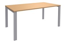 Bureau simple IRIS - L140 cm - Pieds aluminium - plateau imitation Hêtre